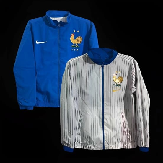 2024 France Blue/White Reversible Full Zipper Jacket — Selección de fútbol de Francia