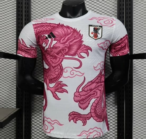 Player Version 2025 Japan National Team White with Pink Dragon Design Jersey — jersey