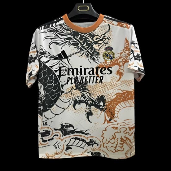 25/26 Real Madrid White with Dragon Design Jersey — jersey