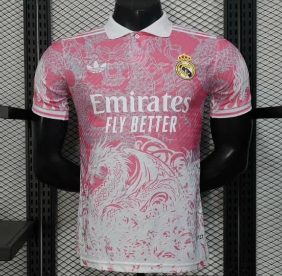 Player Version 25/26 Real Madrid Pink with Dragon Pattern Jersey — jersey