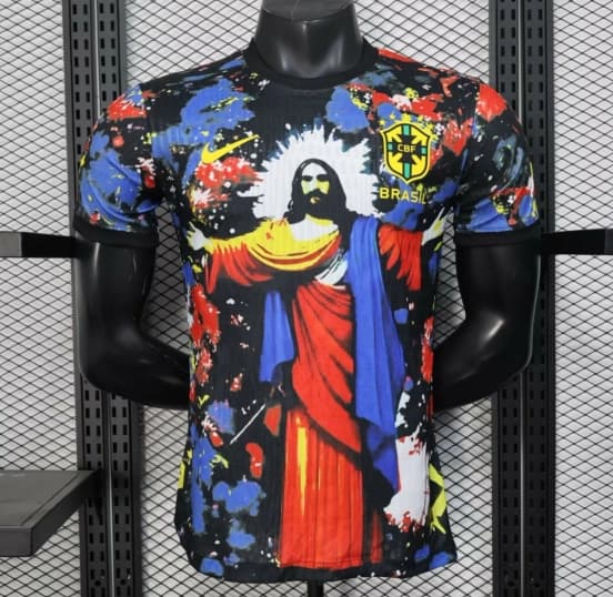 Player Version 2025 Brazil Black with Jesus Christ Artwork Jersey — Selección de fútbol de Brasil