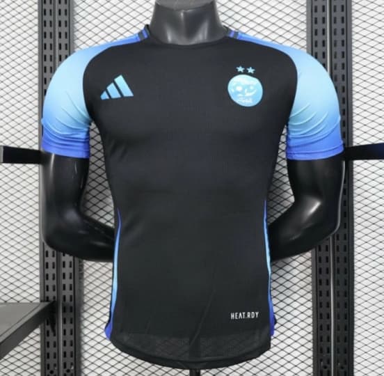 Player Version 2025 Algeria Black with Blue Sleeves Jersey — Selección de fútbol de Argelia