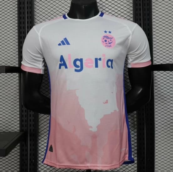 Player Version 2025 Algeria White-Pink with Country Map Design Jersey — Selección de fútbol de Argelia