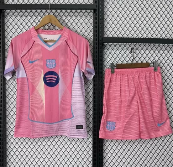 25/26 Kids Barcelona Pink with Gradient Pattern Jersey — jersey