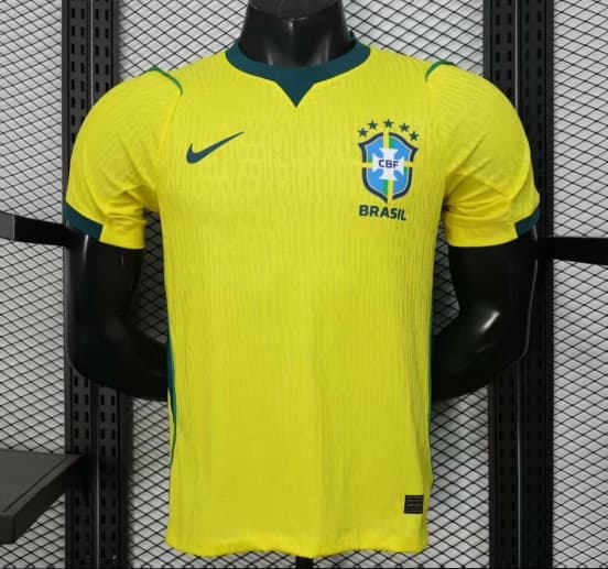 Player Version 2026 Brazil Home Yellow with Vertical Stripe Pattern Jersey — jersey