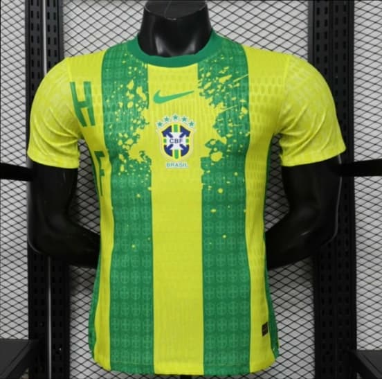 Player Version 2026 Brazil Yellow & Green Vertical Stripe Special Edition Jersey — jersey