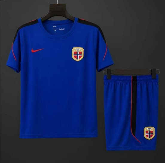 2026 Norway Away Training Blue/Red Jersey + Shorts Set — Selección de fútbol de Noruega