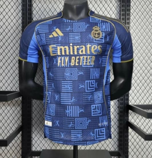 25/26 Player Version Real Madrid Blue Geometric Pattern Away Jersey — jersey