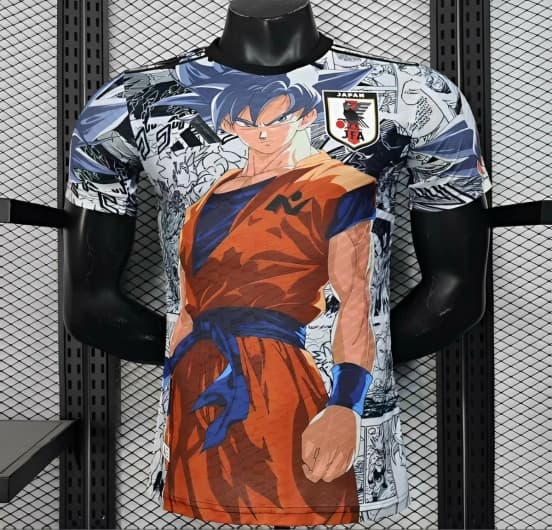 Player Version 2025 Japan White with Dragon Ball Goku Graphic Jersey — jersey