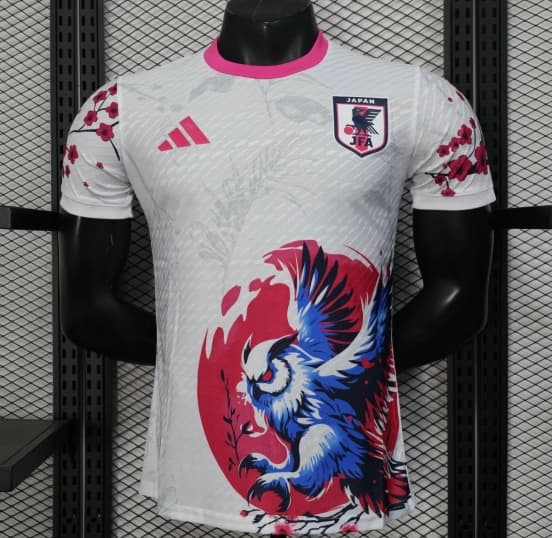 Player Version 2025 Japan White with Blue and Red Bird Jersey — jersey