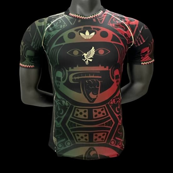 Player Version 2025 Mexico Black with Red-Green Aztec Pattern Jersey — Selección de fútbol de México