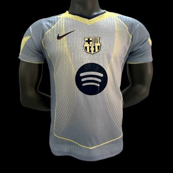 Player Version 25/26 FC Barcelona Grey with Yellow Accent Lines Jersey — jersey