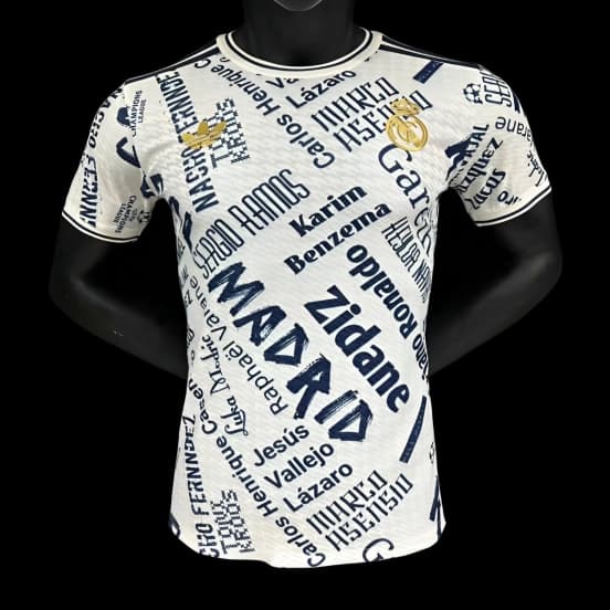 Player Version 25/26 Real Madrid White with Legendary Players Names Pattern Jersey — jersey