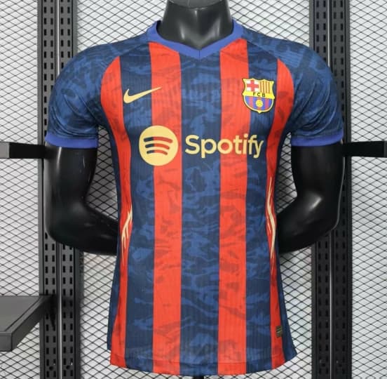 Player Version 25/26 Barcelona Home Blue Red Stripes Jersey with Spotify Sponsor — jersey