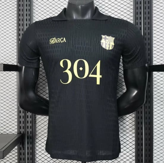 Player Version 25/26 FC Barcelona BLACK Jersey With 304 Sponsor — jersey