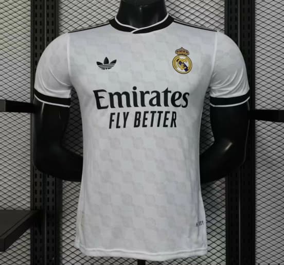 Player Version 25/26 Real Madrid White with Geometric Pattern Jersey — jersey