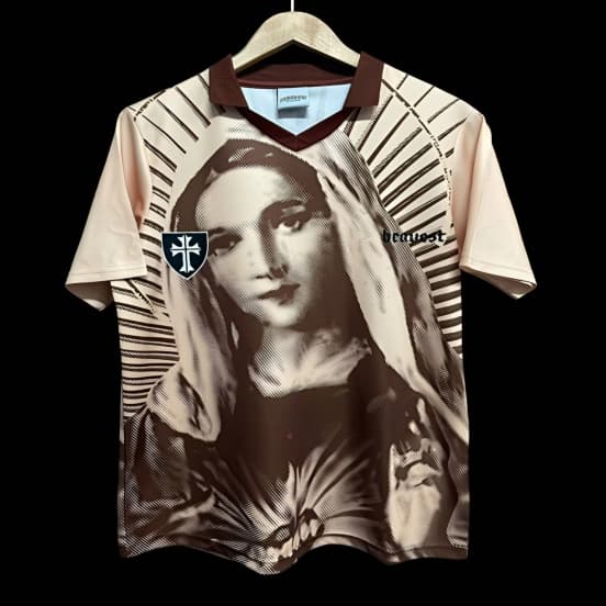 2025 Brazil Beige with Virgin Mary Print Jersey — jersey
