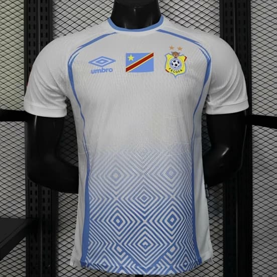 Player Version 2026 DR Congo Third White Blue Geometric Jersey — Selección de fútbol de la República Democrática del Congo