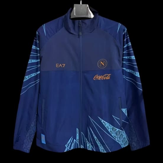 25/26 SSC Napoli Navy Blue with Geometric Pattern Full Zipper Windbreaker Jacket — jersey