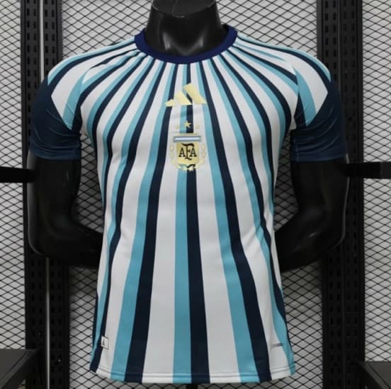 Player Version 2026 Argentina White Light Blue Dark Blue Radial Stripe Special Edition Jersey — jersey