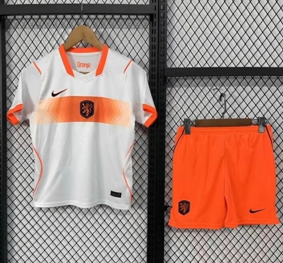 2026 Kids Netherlands Away White Jersey — Selección de fútbol de los Países Bajos