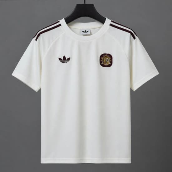 2026 Spain Adidas Originals T-Shirt - Off White/Burgundy Classic Jersey — jersey