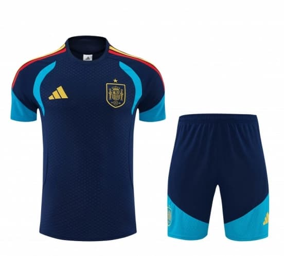 26/27 Spain Navy Blue Short Sleeve+Soccer Shorts — Selección de fútbol de España