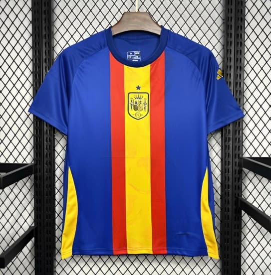 2024 Spain Euro Blue/Red/Yellow Pre-match Training Jersey — Selección de fútbol de España