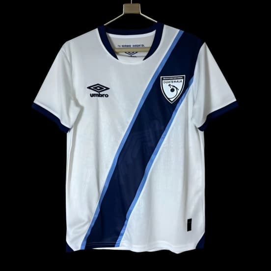 2025 Guatemala White with Navy Blue Diagonal Stripe Jersey — Selección de fútbol de Guatemala