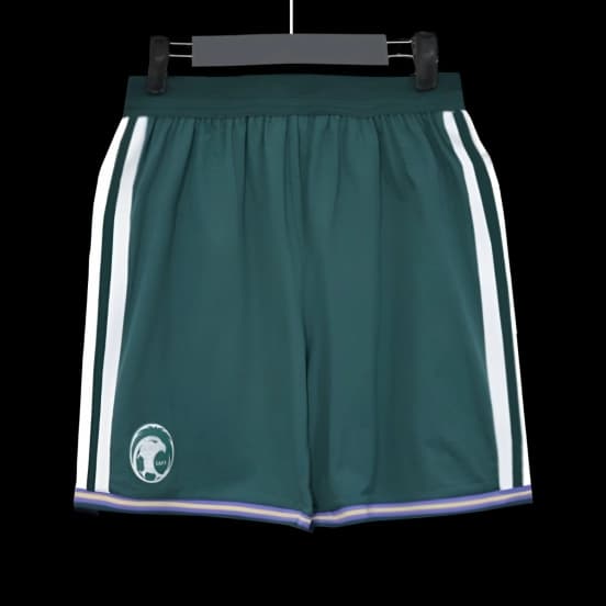 2026 Player Version Saudi Arabia Green with White Side Stripes Shorts — Selección de fútbol de Arabia Saudita