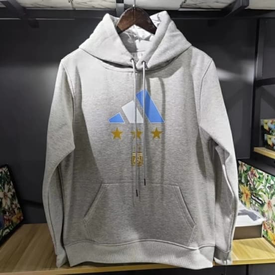 3 Stars Argentina Messi Grey Hoodie — jersey