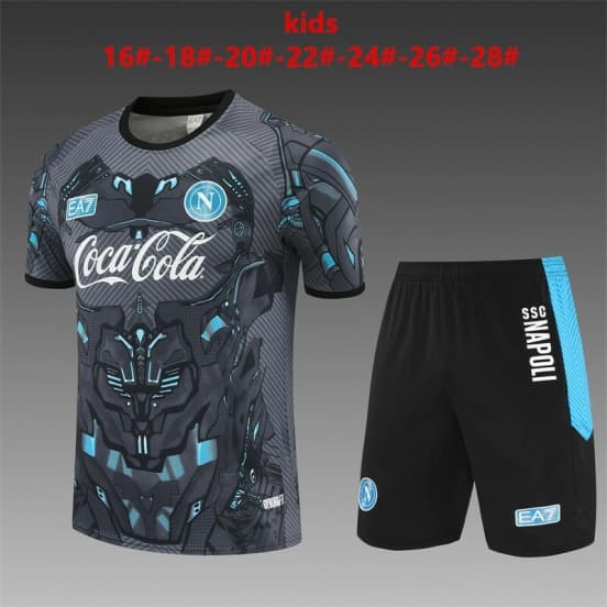 25/26 Kids Napoli Black Grey Camouflage Short Sleeve+Soccer Shorts — SSC Napoli
