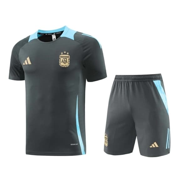 2025 Argentina Dark Gray Short Sleeve+Soccer Shorts — Selección de fútbol de Argentina