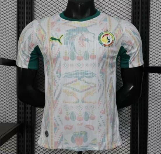25/26 Player Version Senegal Away White with African Traditional Pattern Jersey — jersey