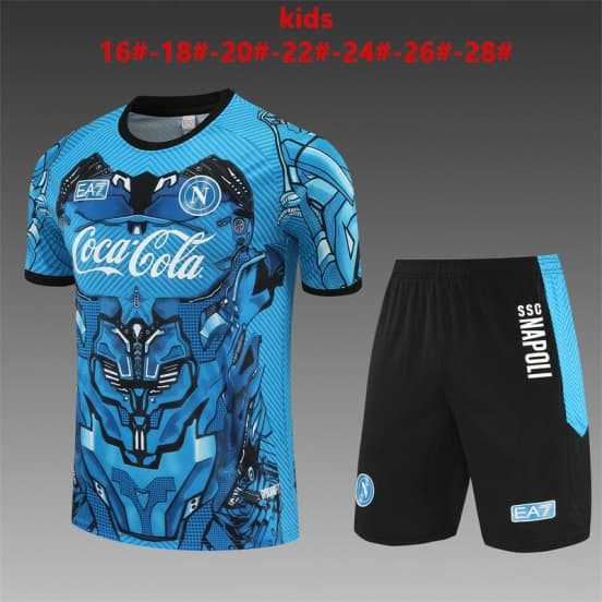 25/26 Kids Napoli Light Blue Camouflage Short Sleeve+Soccer Shorts — SSC Napoli