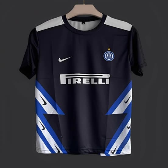 5/26 Inter Milan Black with Blue White Diagonal Stripes Jersey — Inter de Milán