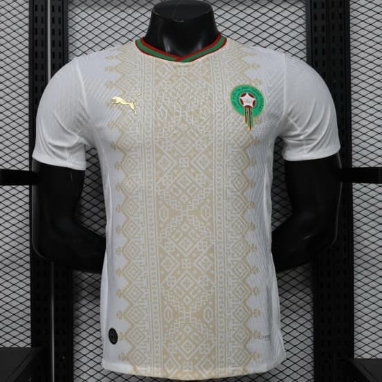 Player Version 26/27 Morocco Away White & Gold Amazigh Pattern Jersey — Selección de fútbol de Marruecos