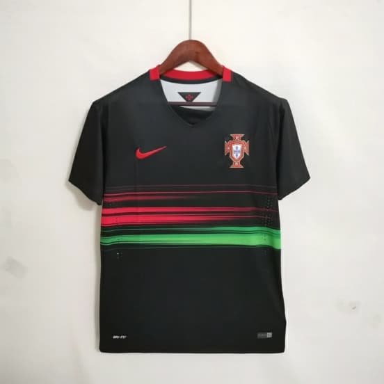 Retro 2015 Portugal Away Black Soccer Jersey — jersey
