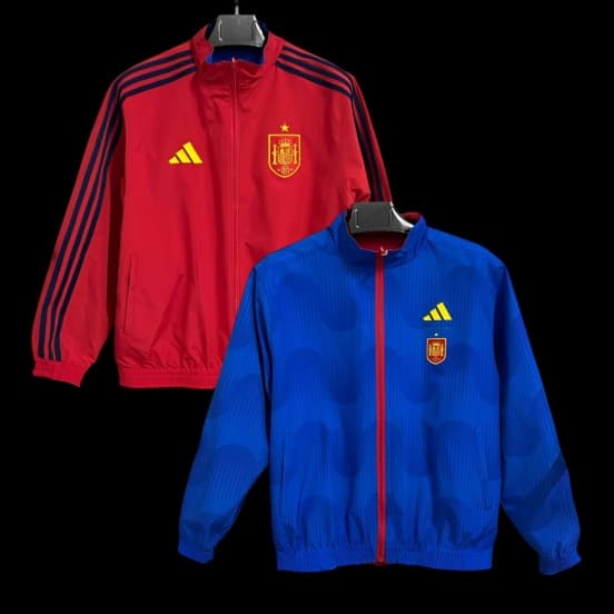 2026 Spain Red/Blue Full Zipper Reversible Windbreaker — Selección de fútbol de España