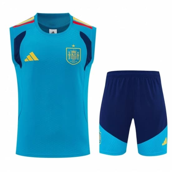 26/27 Spain Light Blue Sleeveless Training Vest +Soccer Shorts — Selección de fútbol de España