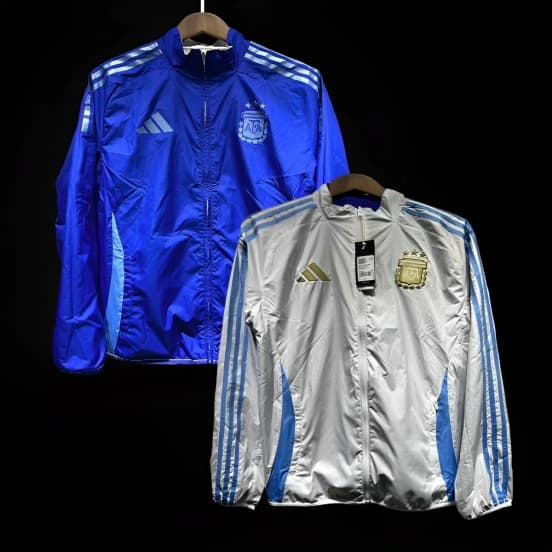 2024 Argentina White/Blue Reversible Windbreaker — Selección de fútbol de Argentina