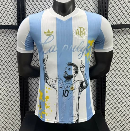 Player Version 2025 Argentina Home Sky Blue with Messi Celebration Print Jersey — Selección de fútbol de Argentina