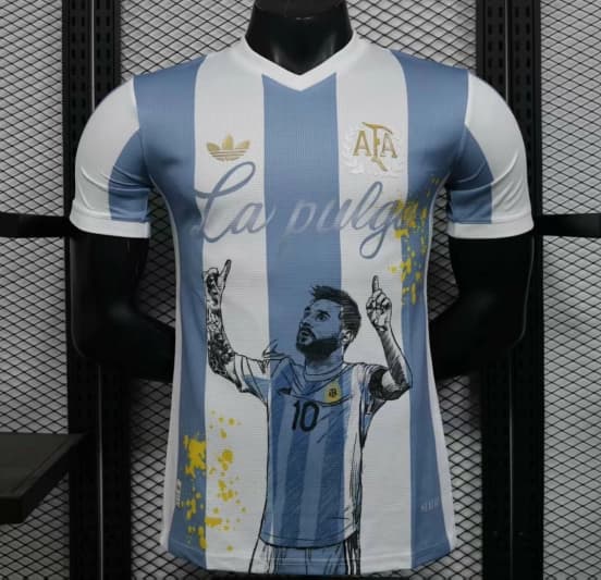 Player Version 2025 Argentina Blue with Messi Celebration Print Jersey — Selección de fútbol de Argentina